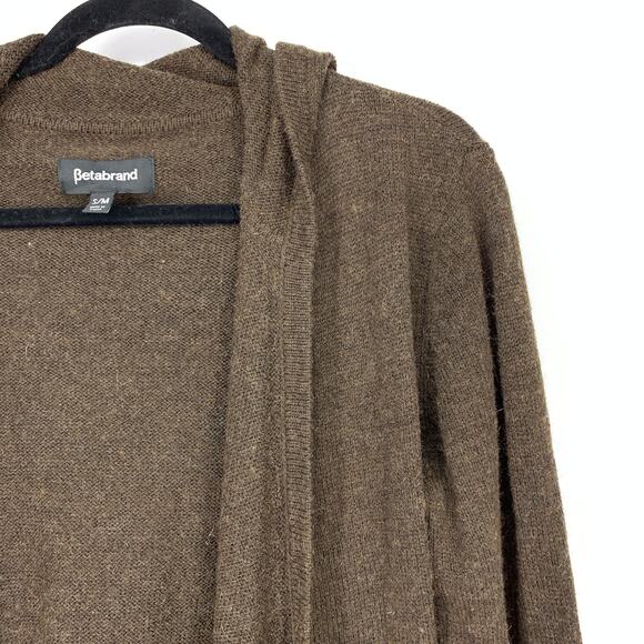 Betabrand Women's Size S/M Open Front Cardigan Wool Sweater Long Sleeve Brown - Picture 3 of 7